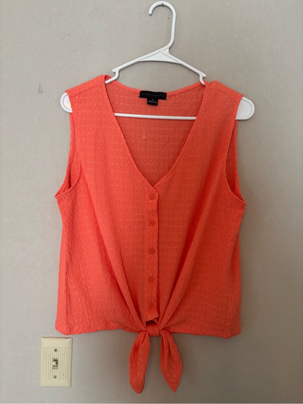 Sanctuary Coral Tie-Front V-Neck Tank